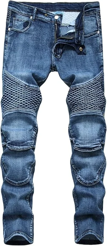 Jean de Motard Coupe Slim pour Homme Pantalon en Jean Skinny Stretch à Taille mi-Haute Jean délavé à Jambe Droite d'aspect usé — Vetements ski