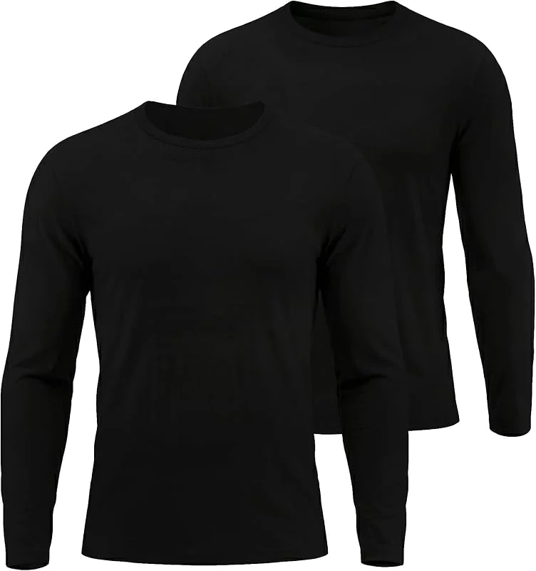 Lot de 2 sous Vetement Thermique Homme Maillot de Corps à Col Rond Manches Longues Hiver sous-Vêtements Haut Chauds Ultra Doux Base Layer — Vetements ski
