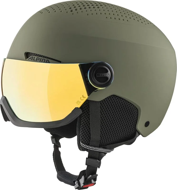 ALPINA Unisexe - Adultes, ARBER Visor Q-Lite Casque de Ski, Olive Matt, 54-58 cm — Equipement ski
