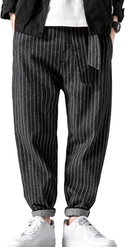 Pantalon Sarouel Rayé pour Homme Pantalon en Coton Vintage DéContracté en Denim Pantalon en Jean DéLavé Taille Plus — Vetements ski
