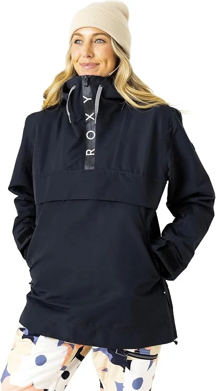 Roxy Shelter Veste de ski isolée imperméable 10K pour femme, sans PFAS, col Hydrosmart, anthracite — Vetements ski