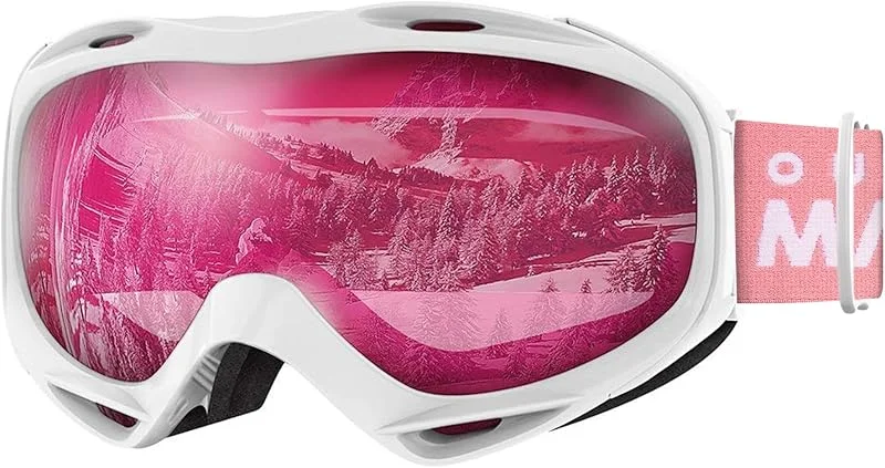 OutdoorMaster Masque de Ski OTG - Anti-Buée Lunettes de Ski, Anti-poussière Coupe-Vent 100% protection UV400 Masques de Snowboard pour Hommes & Femme, Garçons et Filles — Equipement ski
