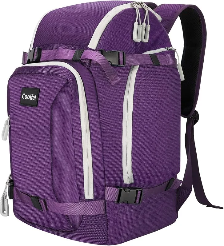 Sac à Dos pour Chaussures de Ski, 50L Sac à Dos de Voyage pour Ski avec Compartiment pour Casque, pour Snowboard, Patins ou Rollers, Sports d'hiver — Equipement ski