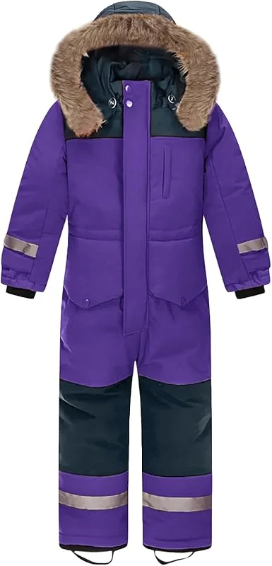 Combinaison de Ski Une Pièce Enfant Garçon Costume de Neige Fille Coupe-Vent Imperméable — Vetements ski