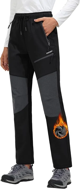 MOCOLY Pantalon Randonnée Hiver Femme Polaire Chaude Softshell Pantalon d'extérieur Pantalon de Sport Cargo Imperméable pour la Randonnée Les Voyages la Chasse Le Travail — Vetements ski