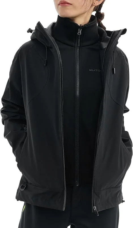 KUTOOK Veste 3 en 1 Femme Hiver Veste Ski Femme avec Doublure Polaire — Vetements ski