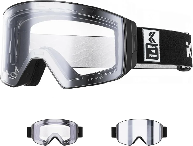 KAPVOE Masque de Ski Photochromique Magnétique Antibuée K726 — Equipement ski
