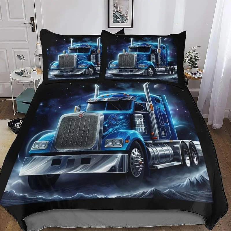 Camion Pattern Parure De Lit Housse De Couette Et Taie d'oreiller À Impression Ultra Doux Microfibre -Housse Couette Double (200x200cm) — Equipement ski