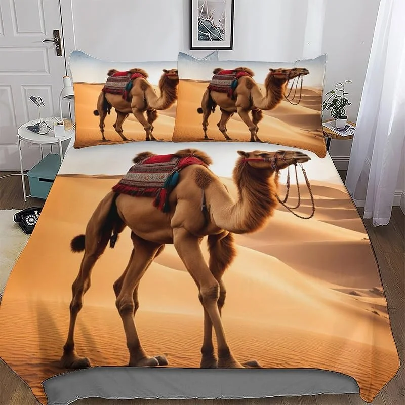 Chameau Parures De Lit avec Taies d'oreiller, Housse De Couette Polyester Ensemble Microfibre Douce pour Hommes Et Femmes Double 200x200cm — Equipement ski