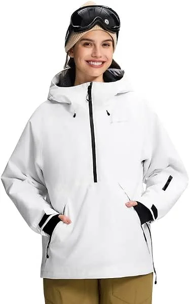 Pioneer Camp Veste de snowboard pour femme - Imperméable - Coupe-vent - Respirante - Chaude - Avec capuche et jupe pare-neige amovible - Veste de ski fonctionnelle baggy pour le ski et le snowboard — Vetements ski