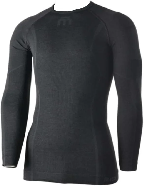 MICO Sous-vêtement technique à manches longues pour homme - Superthermo Dualtech Merino Sky - en 01760, Noir, XL — Vetements ski