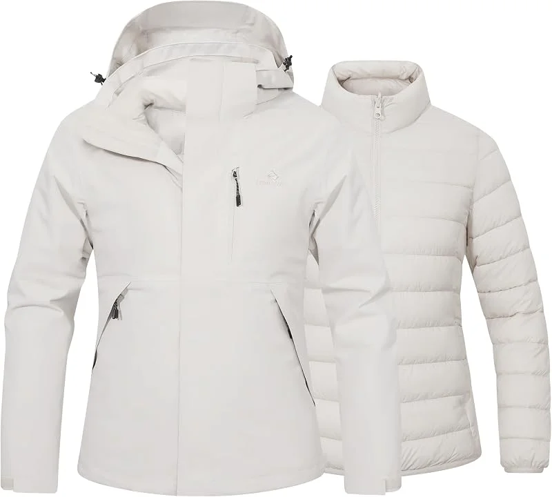 Pioneer Camp Veste d'hiver pour femme - Veste de ski 3 en 1 - Veste de snowboard pour femme - Résistante à la pluie - Hautement respirante et évacuant l'humidité - Veste intérieure doublée de coton — Vetements ski