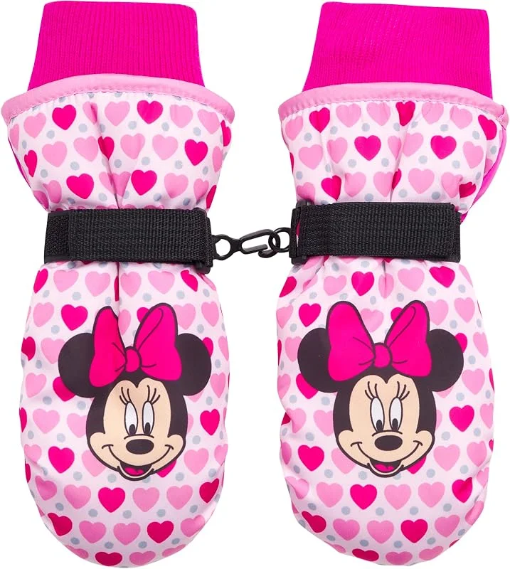 Disney Girls' Winter Insulated Snow Ski Gloves ? Minnie Mouse or Frozen II Elsa & Anna (Toddler, Little Girls), Size Age 2-4, Minnie Hearts Mitten — Vetements ski