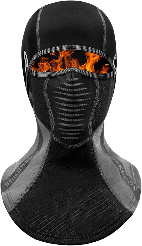 ROCKBROS Cagoule Polaire Balaclava Masque Tour de Cou Coupe-Vent Thermique Motif, Filtre pour Moto Vélo Ski Hiver Homme Femme Gris Jaune — Equipement ski