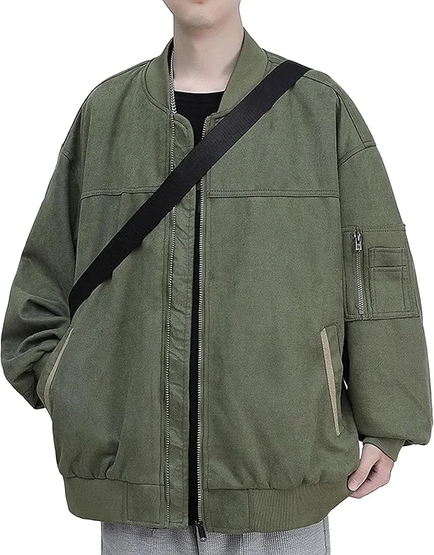 ZDJSWJ Veste Casual en cuir daim pour homme Vêtements de baseball classiques d'hiver en daim Veste légère de camion de baseball Vintage — Vetements ski