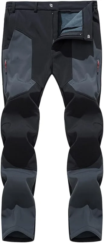 Hommes Outdoor Doublé de Polaire Pantalon d'hiver Résistant à l'eau Pêche Marche Randonnée Softshell Pantalon de Ski — Vetements ski