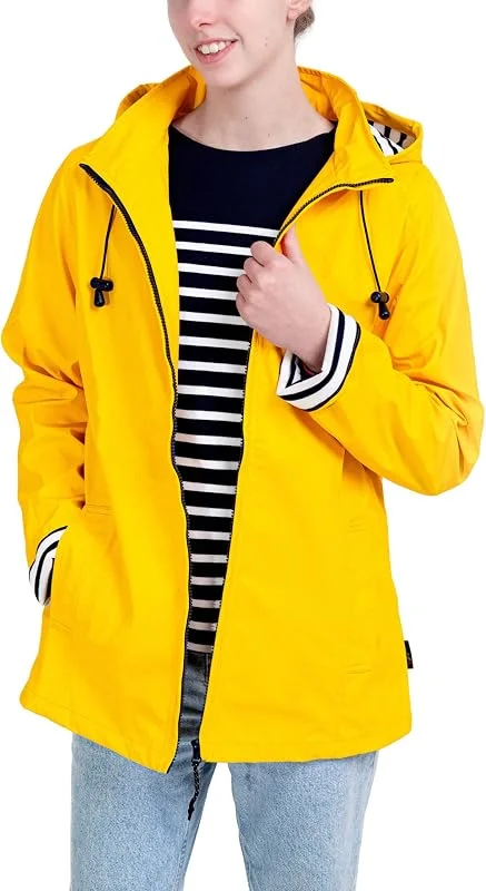 Breizh Ocean - Ciré Femme Imperméable, du XS au 4XL, Création Française ERQUY - Coupe Vent avec Coupe Ajustée et Intérieur Rayé Style Marinière - Manteau Femme — Vetements ski
