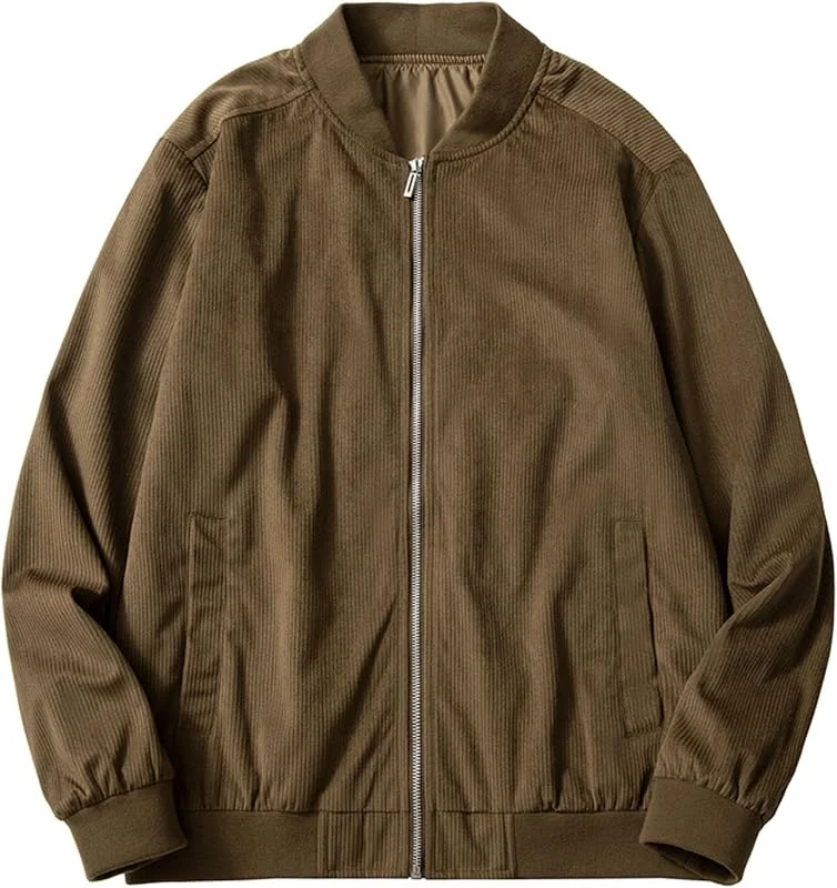 ZDJSWJ Hommes coton léger Veste Casual travail col montant combat veste full zip Military cargo manteau — Vetements ski