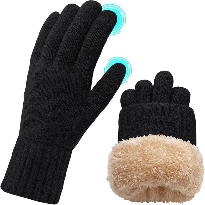 ehsbuy Gants Hiver Femme Tactiles Chaud Laine Gants avec Doublure en Polaire Thermique pour Ski Vélo Conduite Outdoor Sport — Vetements ski