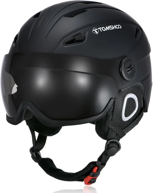 TOMSHOO Casque de Ski avec Visière Détachable, Casque de Snowboard pour Adulte Femme Homme Certifié Professionnel Casque de Neige avec Amovible intégré Visiere — Equipement ski