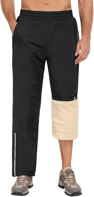 UMIPUBO Pantalon Imperméable Homme Doublé Polaire Pantalon Randonnée Coupe-Vent Pantalon Pluie Moto Velo Chaud Pantalon de Jogging Ski Travail avec Bandes Réfléchissantes pour Sport Plein Air Outdoor — Vetements ski