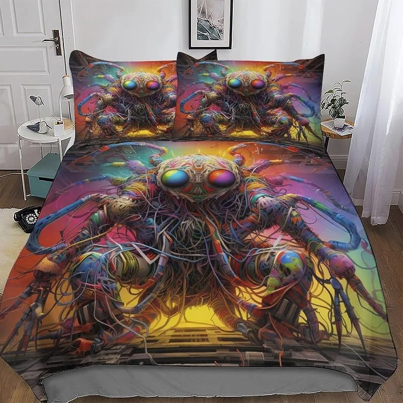 Animal Araignée Parures De Lit pour Enfants Adultes Housse De Couette Microfibre 3 Pièces Housse De Couette Et Taies D’Oreillers Double (200x200cm) — Equipement ski