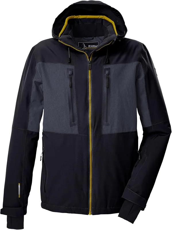 Killtec Homme Veste de ski, fonctionnelle avec capuche détachable et jupe pare-neige KSW 47 MN SKI JCKT, schwarz blau, 4XL, 43436-000 — Vetements ski