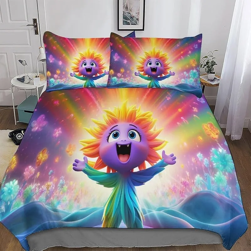 Elfe Mignon 3D Imprimé Housse De Couette Parure De Lit avec Taie d'oreiller Doux Et Confortable Sets De Housse Couette en Microfibre Fermeture avec Fermeture Éclair Double (200x200cm) — Equipement ski