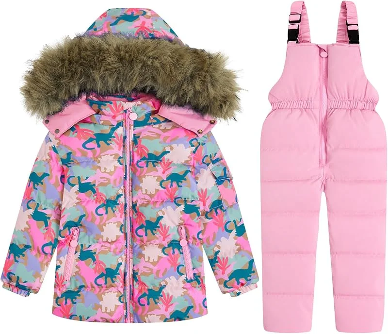 JiAmy Combinaison Ski Enfant 2 Pièces Neige Doudoune Enfant 3-4 Ans — Vetements ski