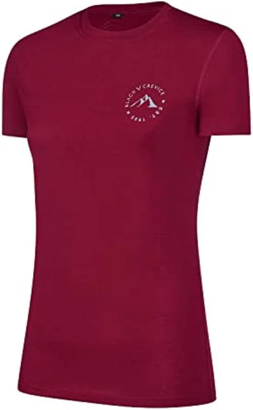 Black Crevice T-Shirt mérinos Femme I T-Shirt mérinos de Haute qualité I 70% Laine mérinos & 30% Polyester (PES) I T-Shirt mérinos Femme thermorégulateur I T-Shirt sans mulesing Femme — Vetements ski
