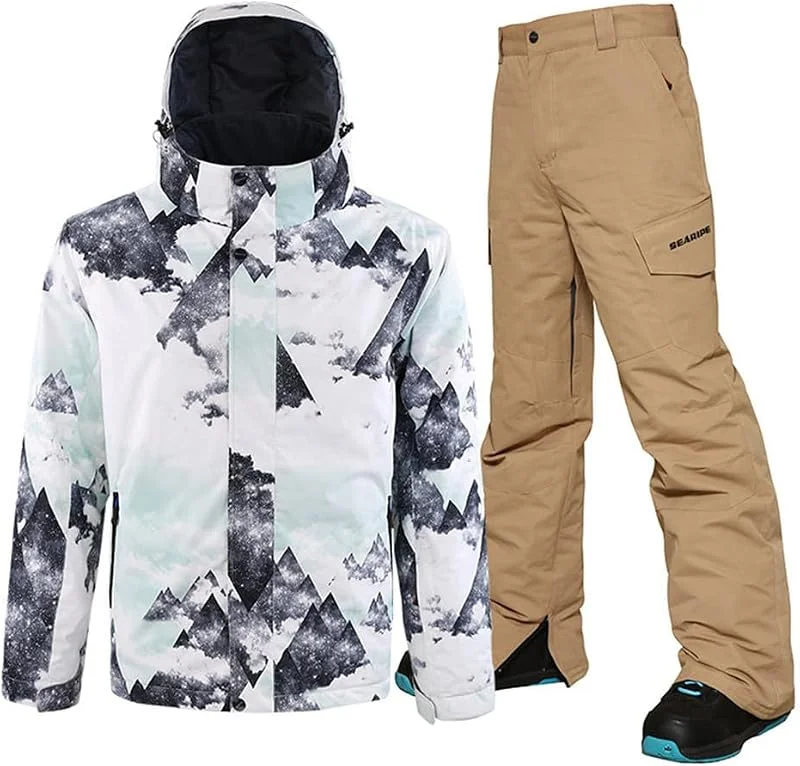 HOTIAN Ensemble Veste Et Pantalon De Ski Pour Homme ImperméAble Stare Al Caldo Coupe Vent Pour L'Hiver Et La Neige — Vetements ski