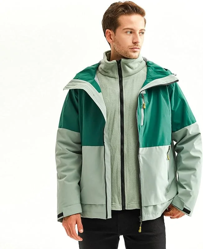 MU 3-In-1 Vêtements Pour Hommes Veste de Ski Chaud D'Hiver En Molleton À Capuchon de Montagne Toison de Ski Coupe-Vent Veste de Pluie Manteau Snow Mountain Jacket, D, L — Vetements ski