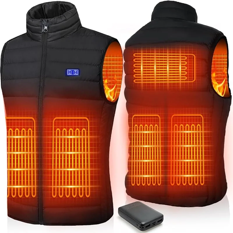 Gilet Chauffant, Gilet Chauffant Homme Femme Avec Batterie Incluse, Unisex Veste Chauffante 3 Niveaux de Température, Pour L'hiver Chaleur Intérieure — Vetements ski