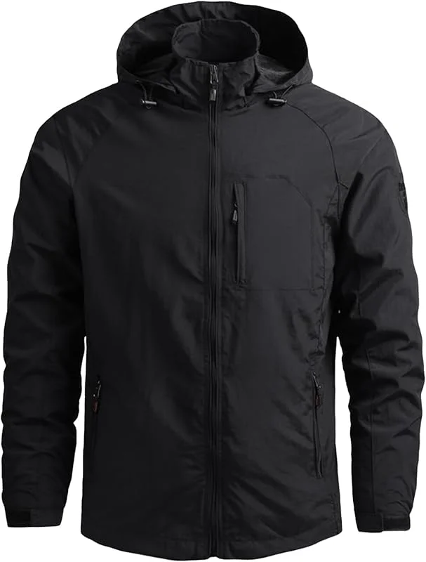 Veste de Montagne pour homme Manteaux de randonnée en plein air Décontracté à Col Montant Blouson Aviateur Jacket Léger Zippé Coupe-Vent Veste en softshell avec capuche — Vetements ski