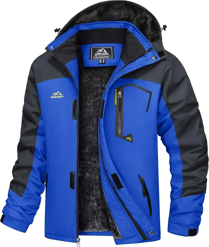 TACVASEN Manteau Homme Hiver Chaud Veste Ski Homme Veste Softshells Randonnée Blouson Polaire Sportswear Coupe Vent Imperméable Blouson de Travail — Vetements ski