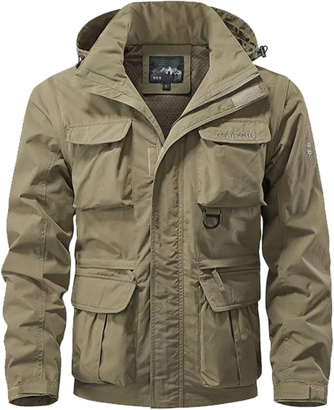 Ski Veste Polaire Homme De Ski Outdoor d'hiver Manteau Blouson Tactique Randonnée avec Capuche Amovible pour Voyage Épais Coupe-Vent Snowboard — Vetements ski