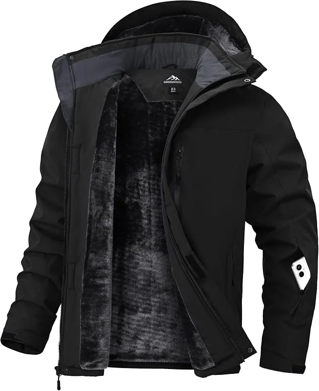 Zoofly Veste de Ski Homme Imperméable Manteau Homme Hiver Chaude Doublure en Polaire avec Capuche Amovible — Vetements ski