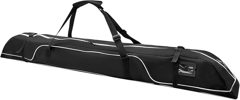 Sac de ski simple pour voyage, polyester 600D, résistant à l'eau avec bandoulière réglable pour équipement de neige, bâtons et accessoires (noir, 190 cm) — Equipement ski