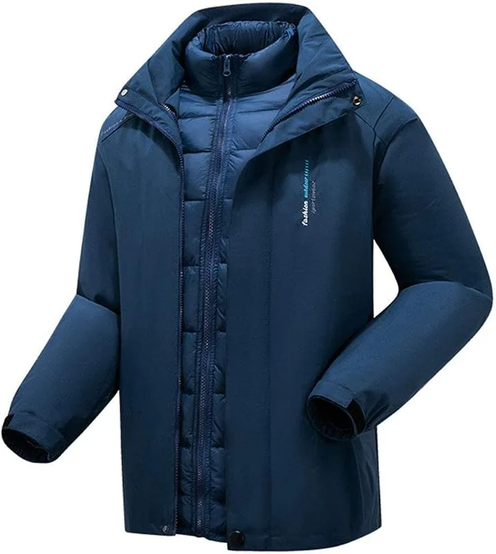 MU Vêtements Pour Hommes 3-In-1 Veste de Ski - Thicker Bas Liner Veste Neige Portier Hiver Coupe-Vent Imperméable Manteau Chaud Raincoat Montagne Pour La Chasse Merveilleuses, Blue, Xxl — Vetements ski