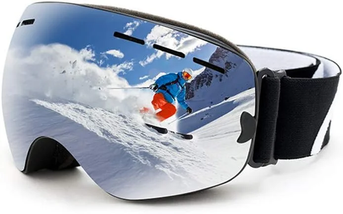 Masque De Ski, Anti-Buée Et des Lunettes De Protection Anti-UV, Cadre De TPU, Une Bonne Flexibilité, Une Bonne Ventilation, Convenant À La Plupart des Hommes Et des Femmes, Argent — Equipement ski