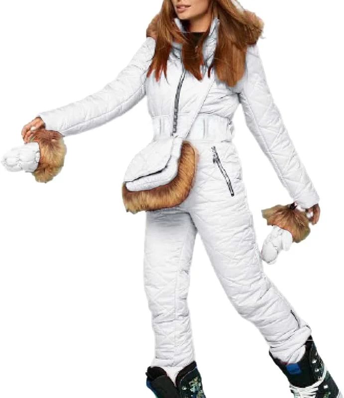 Combinaison de ski pour femme - Une pièce - Imperméable - Longue combinaison de ski - Thermique - Vêtement de ski chaud avec capuche - Combinaison de ski - Ensemble de ski - Combinaison — Vetements ski