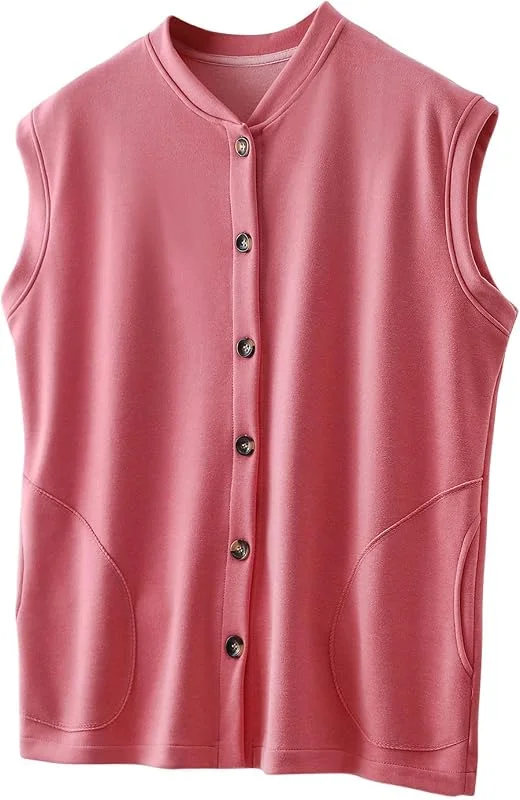 Débardeur intérieur en polaire pour femme - Sans manches - Sous-vêtements thermiques - En coton - Avec poches et bouton - Sous-vêtements chauds - Respirant et thermique - Pour l'hiver — Vetements ski