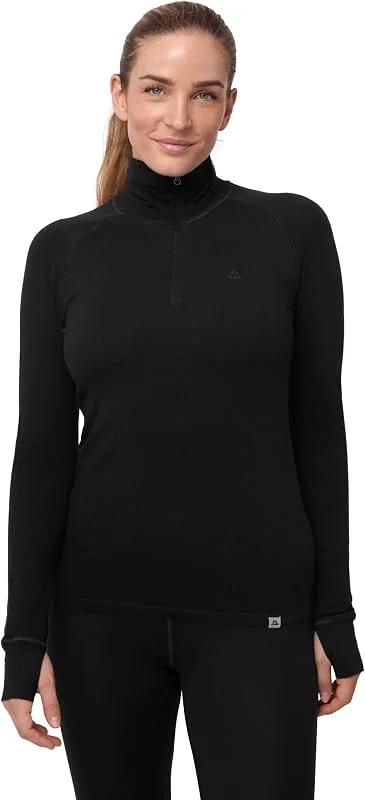 DANISH ENDURANCE Haut Thermique en Laine Mérinos Femme, Demi-Zip — Vetements ski