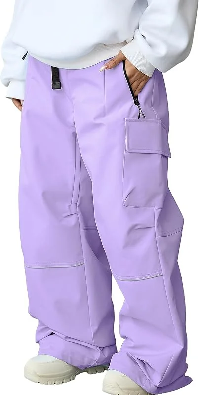 HOTIAN Pantalon de ski pour femme - Imperméable - Coupe-vent - Doublure chaude - Pantalon softshell amovible - Pantalon cargo - Pantalon de snowboard - Pantalon de ski de fond - Pantalon d'extérieur — Vetements ski