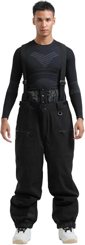 Pantalon de ski pour homme avec bloc de couleur, coupe-vent, pour l'hiver, l'extérieur, chaud, épais, double épaule, pantalon de sport confortable — Vetements ski
