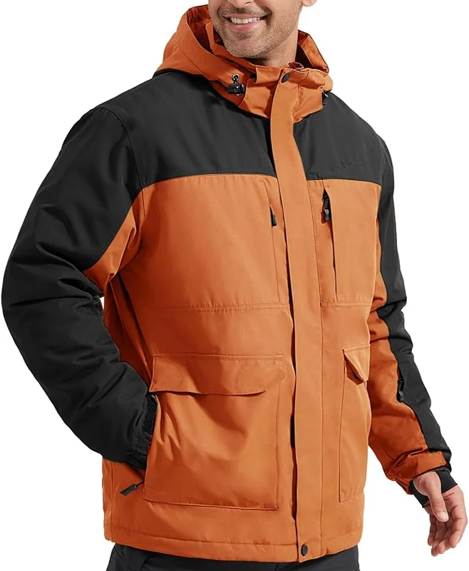 FREE SOLDIER Veste de ski imperméable pour homme avec doublure en polaire, col neige chaud pour l'hiver avec capuche et coutures entièrement étanches — Vetements ski