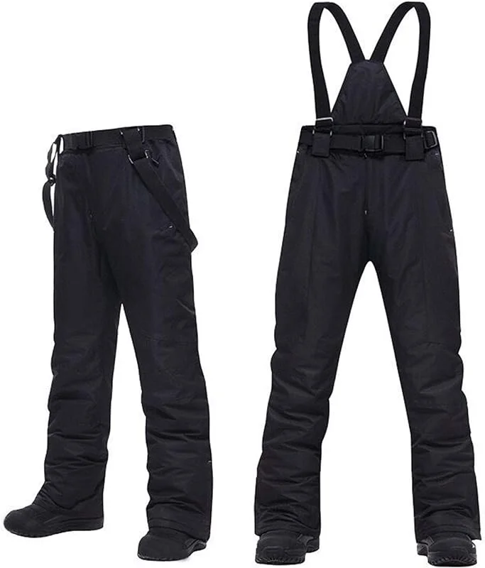 Pantalon fonctionnel pour homme et femme avec bretelles amovibles, protection des bords et jupe pare-neige, pantalon de ski imperméable et coupe-vent, pantalon d'hiver unisexe pour femme — Vetements ski