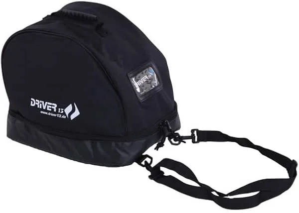 Driver13 Sac de Casque GO, Helmet Bag pour Casque de Ski, vélo, Snowboard et équitation, Compartiment Accessoires, Noir — Equipement ski
