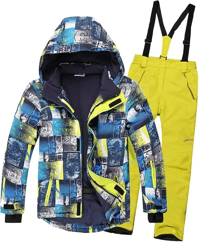 Combinaison de Ski, Neige Manteau et Salopettes Pantalons Epaisse Imperméable Coup Vent pour Enfant Fille Garçon — Vetements ski
