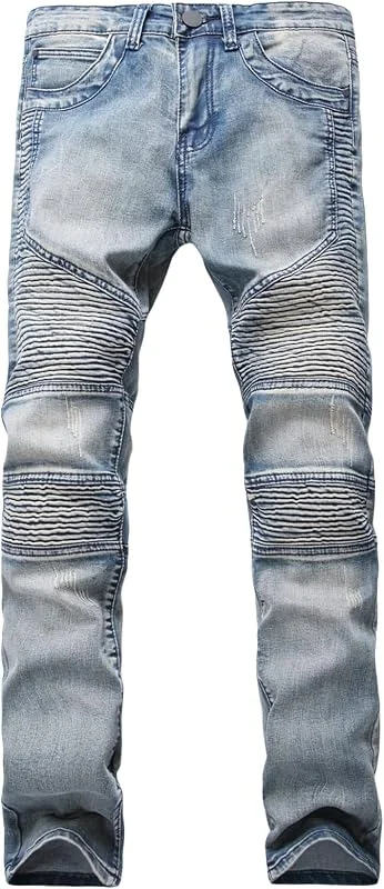 DGKaxiyaHM Pantalon Jeans Biker Froissé Homme Pantalon en Jean Crayon DéChiré Taille Moyenne DéLavé Jean Coupe Droite Amincissant Stretch DéContracté — Vetements ski